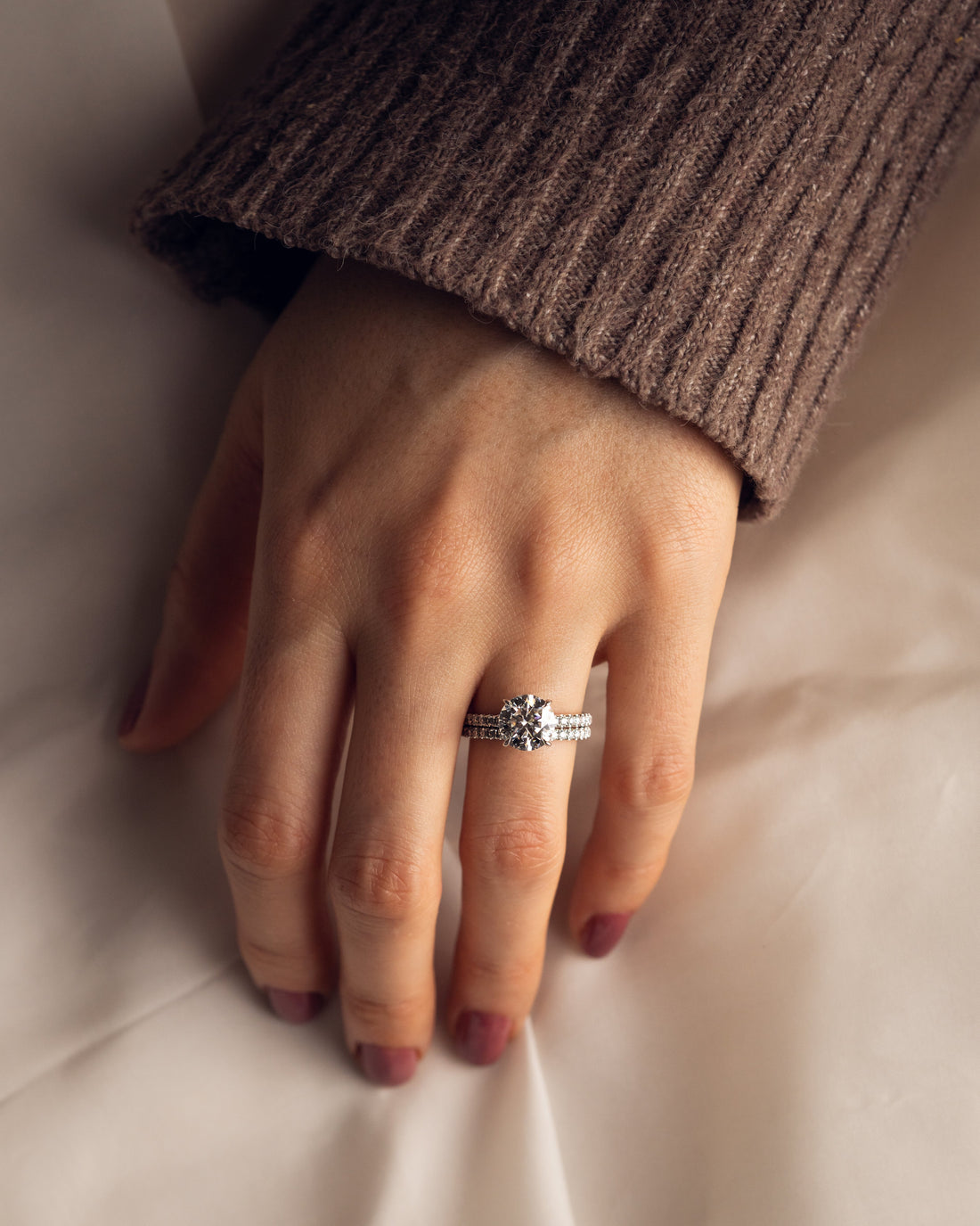 1.0 - 2.50  CT Round  CVD Diamond Pave Setting Engagement Ring