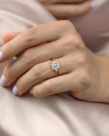 1.0 - 3.0 CT Princess Cut CVD Diamond Three Stone Style Engagement Ring