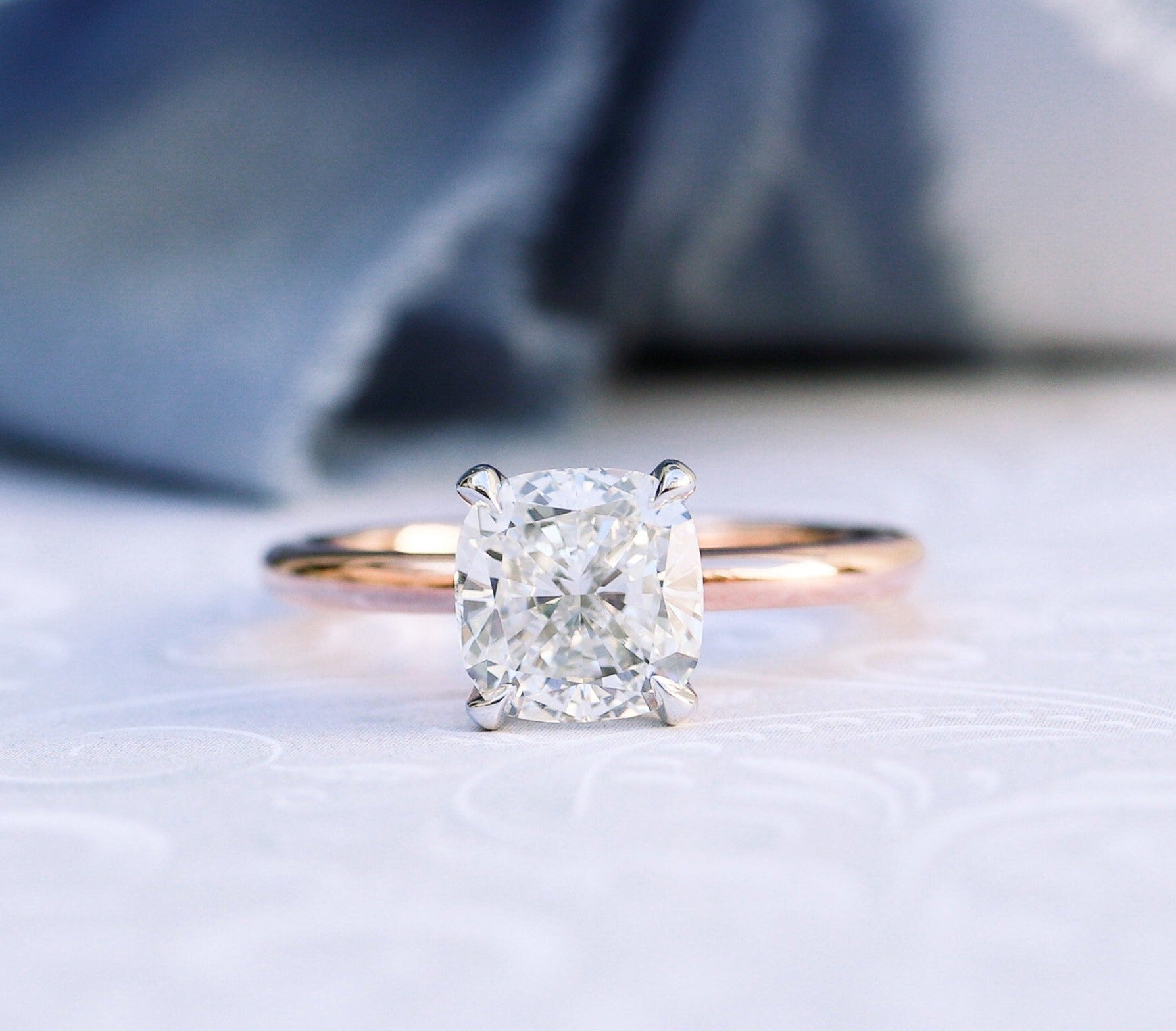 2.75ct Cushion Cut Moissanite Solitaire Engagement Ring