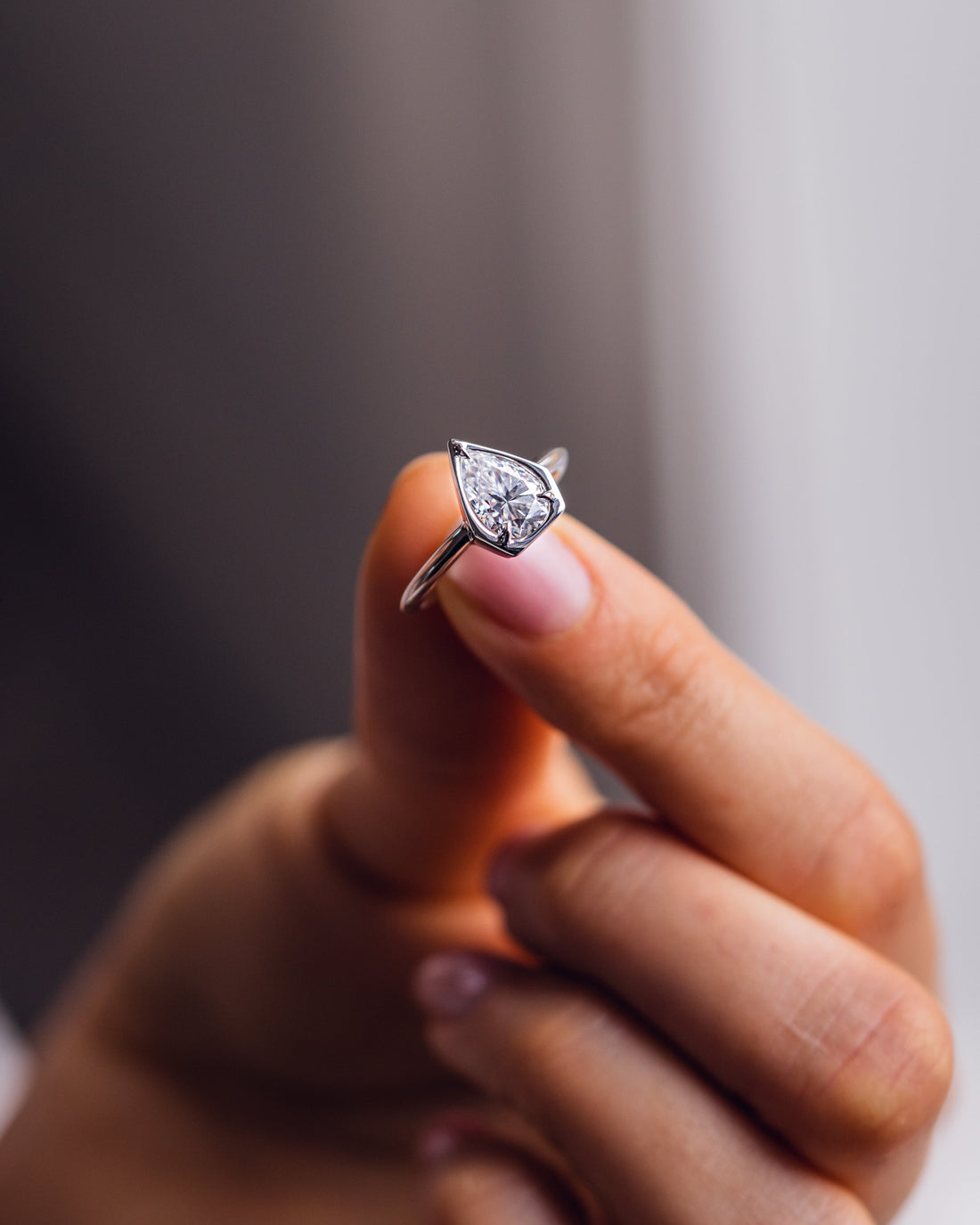 1.33-3.33  CT Pear CVD Diamond Solitaire Engagement Ring