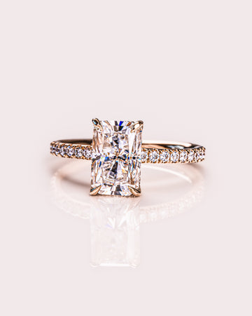 1.43-3.43 CT Radiant CVD Diamond Hidden Halo Pave Setting Engagement Ring