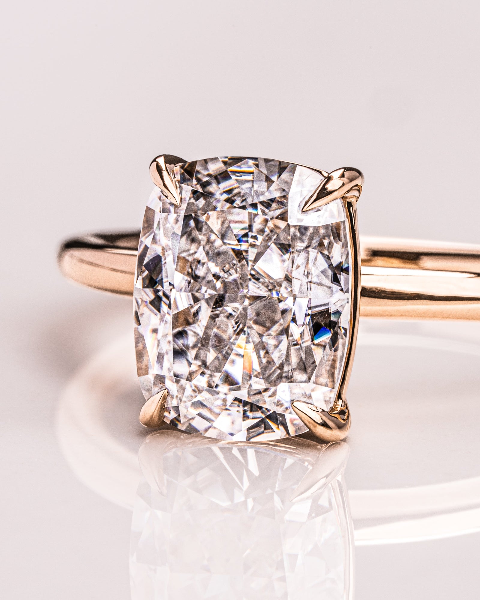 1.15 - 3.15 CT Cushion  CVD Diamond Solitaire Engagement Ring