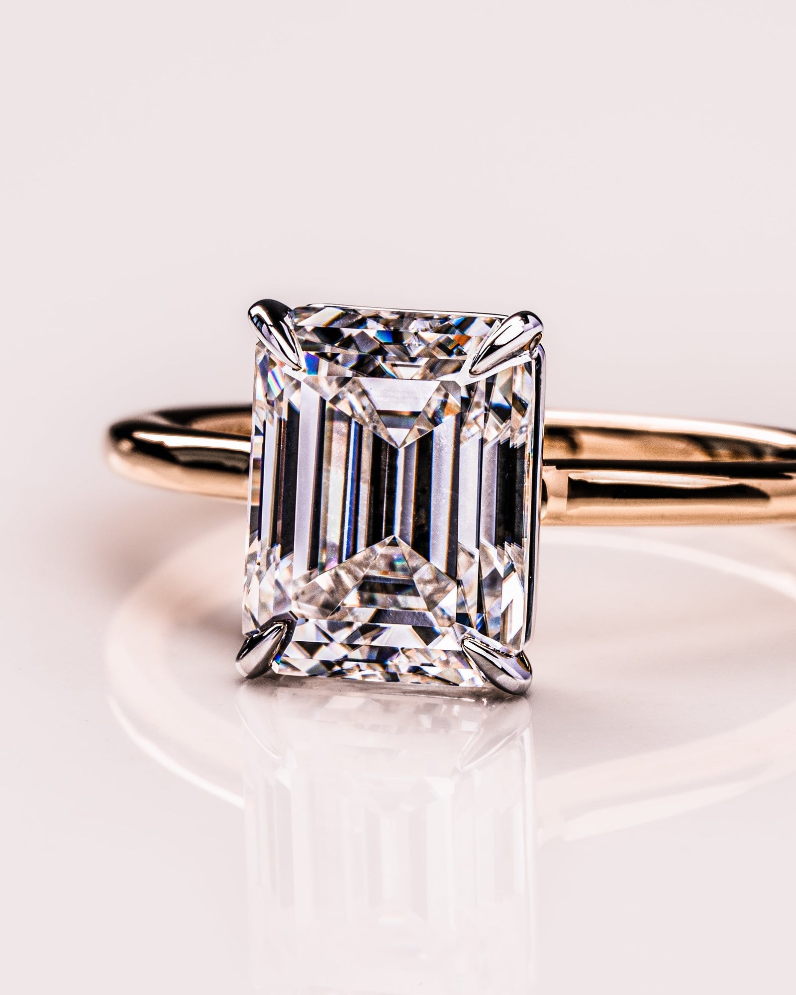 1.50 -3.30 CT Emerald CVD Diamond Solitaire Engagement Ring