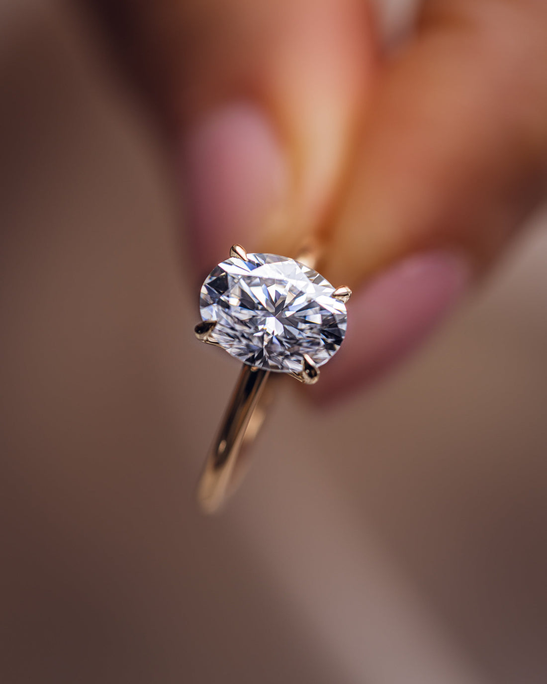 1.91-3.91  CT Oval  CVD Diamond Solitaire Engagement Ring