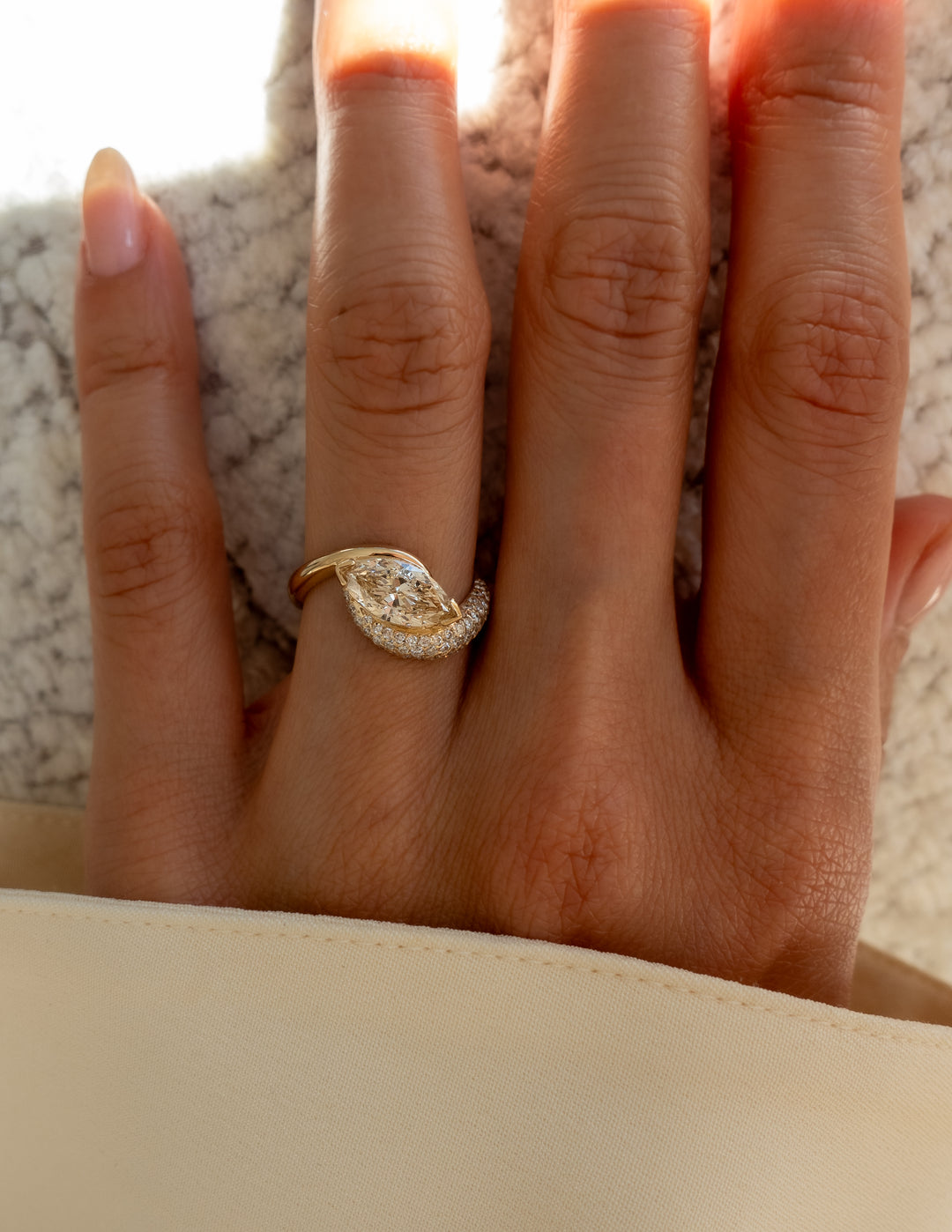 1.50CT-2.50CT Marquise Cut Moissanite Diamond Unique Pave Engagement Ring