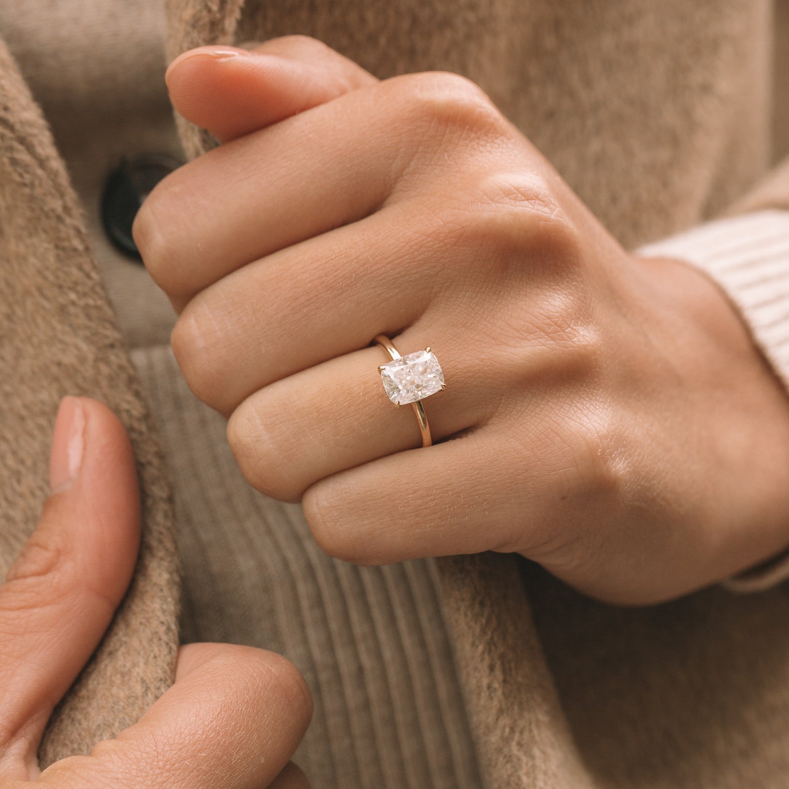 1.50 - 3.50 CT Elongated Cushion Moissanite Solitaire Engagement Ring