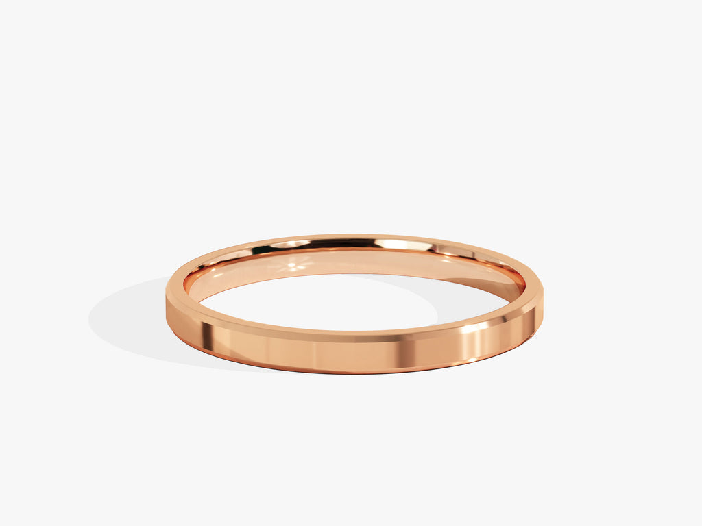 2.0mm Solid Gold Beveled Edge Wedding Band