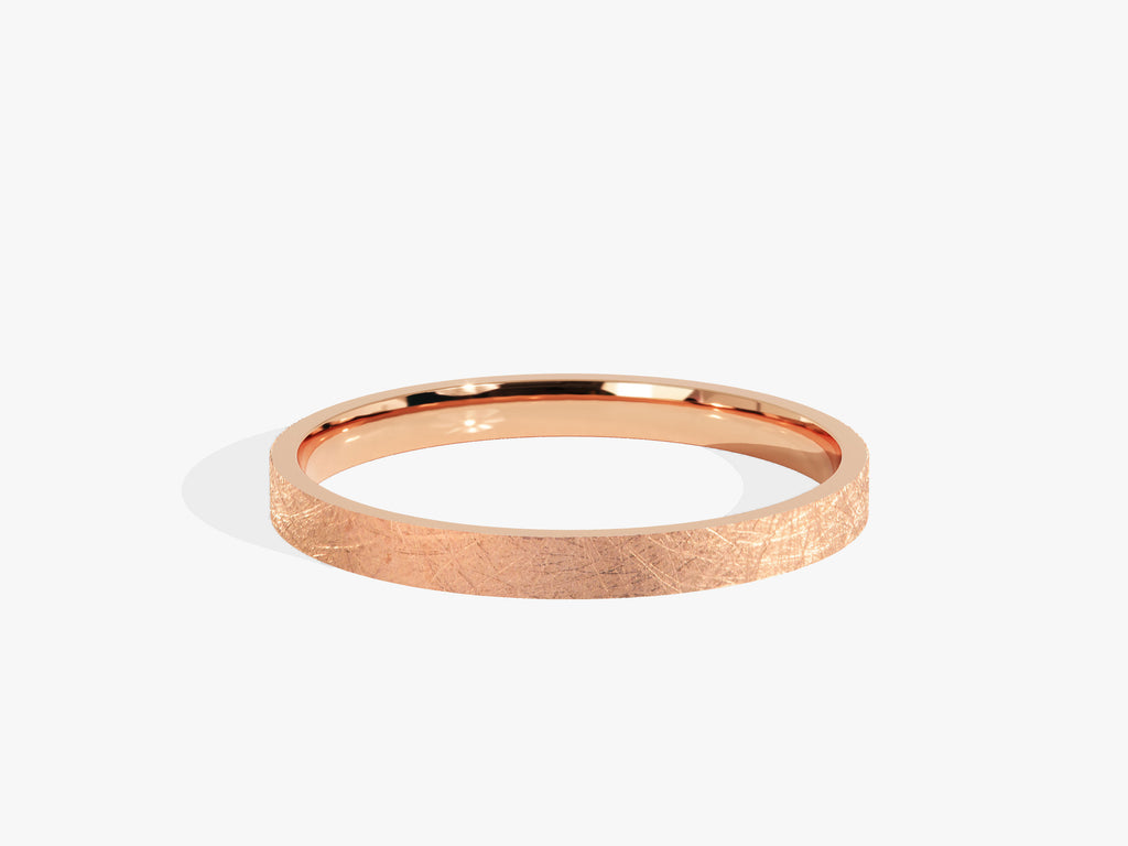 2.0mm Matte Finish Flat Wedding Band in Solid Gold