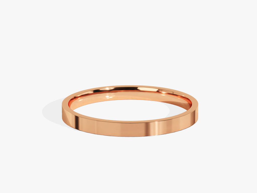 2.0mm Wedding Band in Solid Gold Classic Flat stackable Band