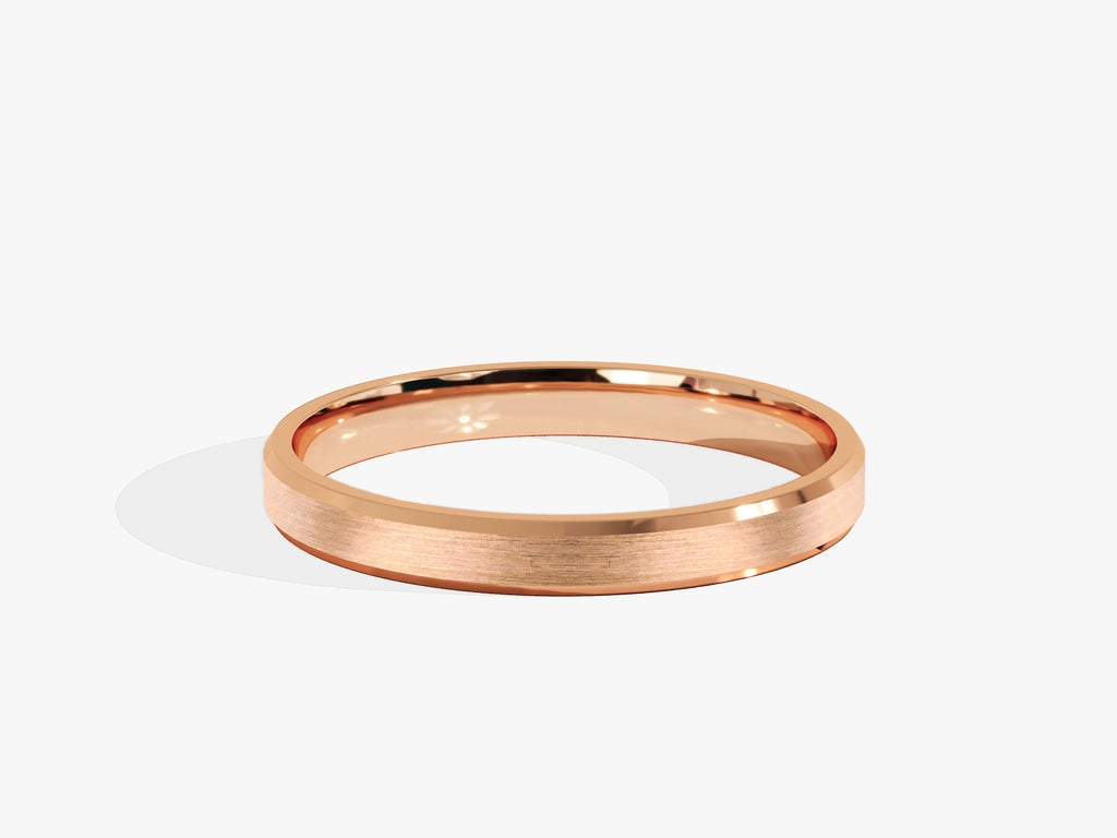 2.0mm Solid Gold Beveled Edge Matte Brushed Wedding Band