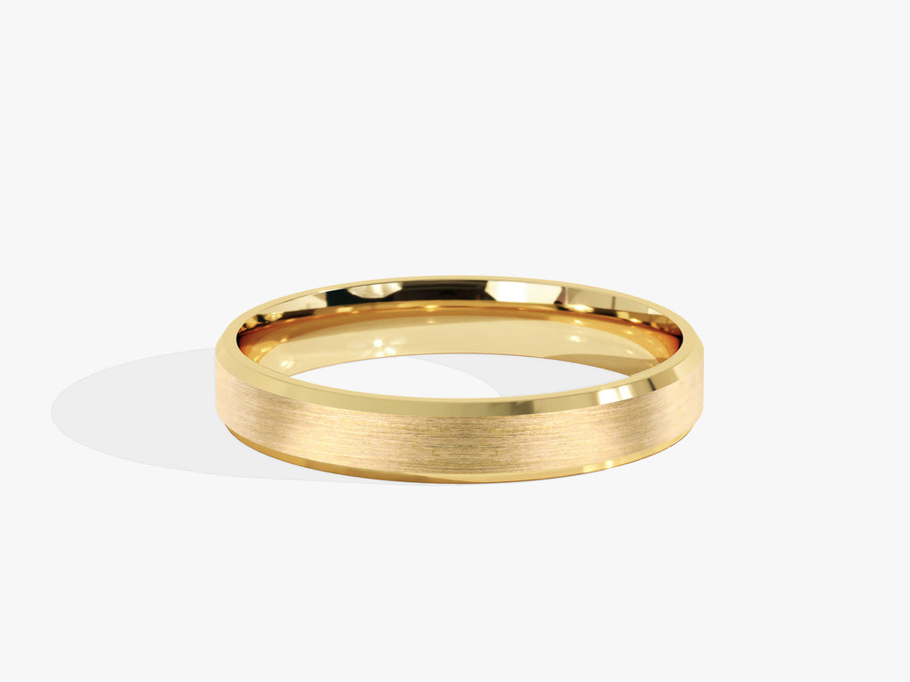 3mm Beveled Edge Wedding Band - Matte Brushed