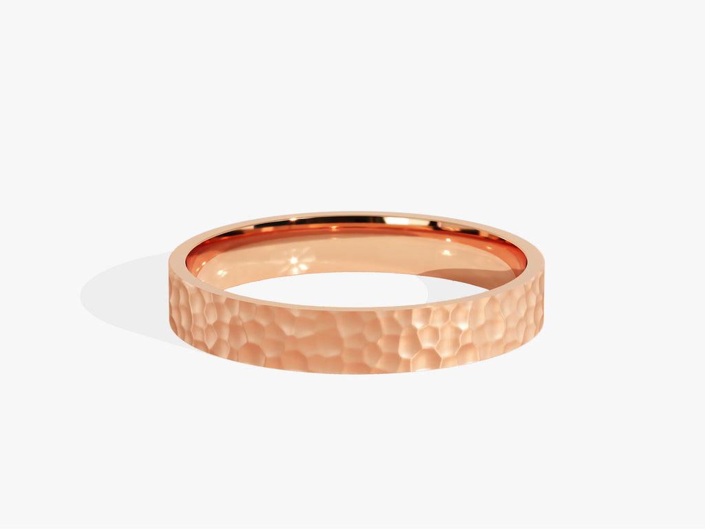 3.0mm Hammered Flat Wedding Band For Women