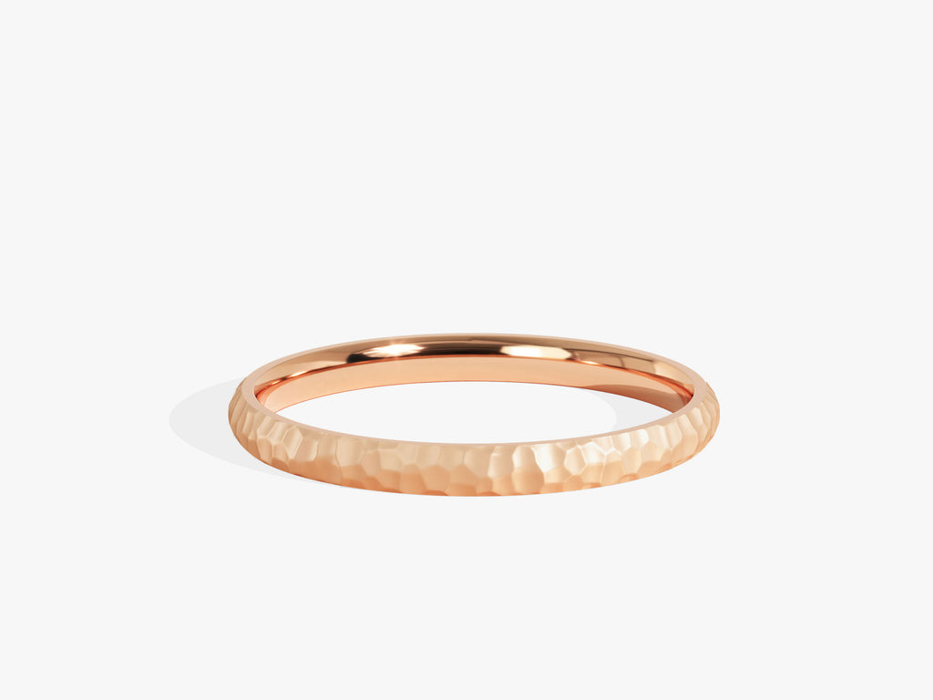 2.0mm Hammered Dome Wedding Band in Solid Gold