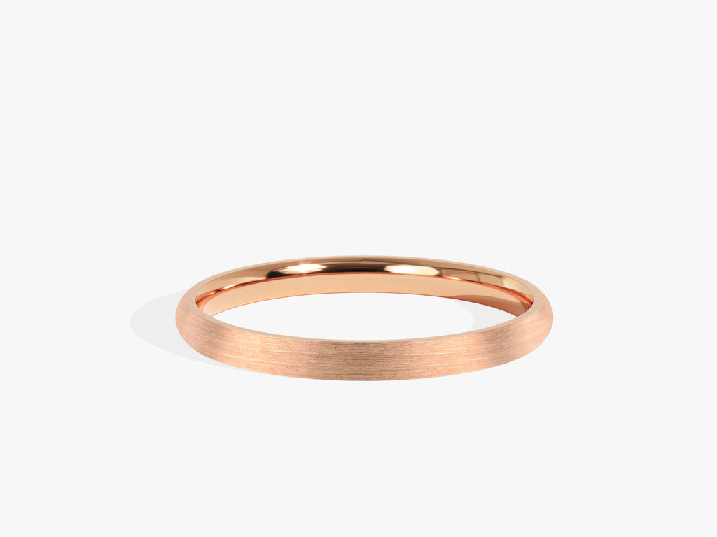 2.0mm Matte Brushed Classic Dome Wedding Band in Solid Gold