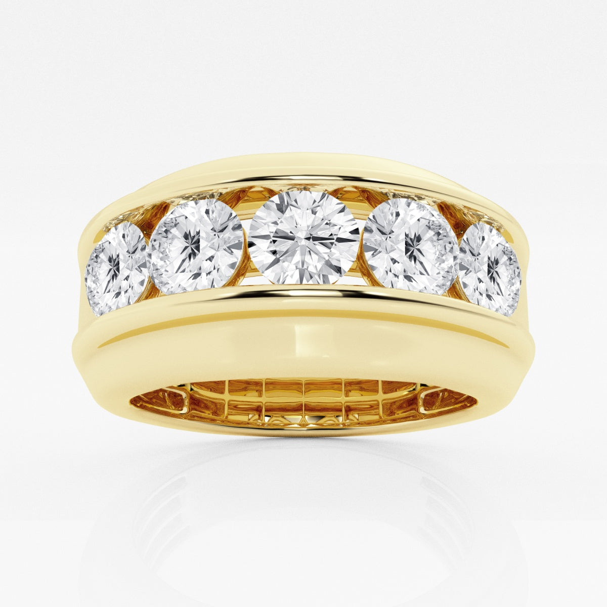 10mm Round Cut Lab Grown Five Stone Men's Wedding Band