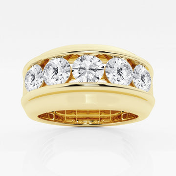 10mm Round Cut Lab Grown Five Stone Men's Wedding Band