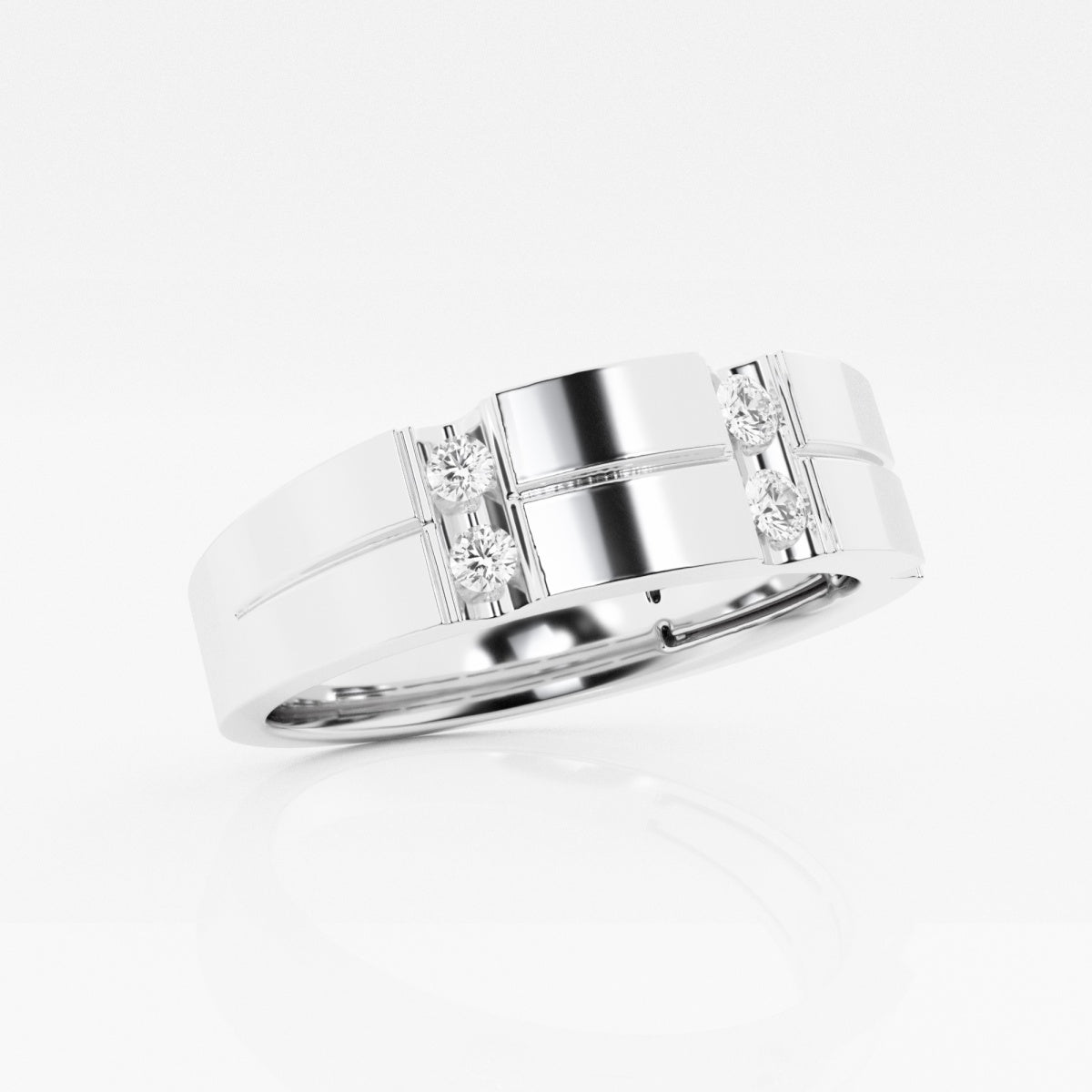 4mm Round Cut Lab Grown Men's Wedding Band In White Gold