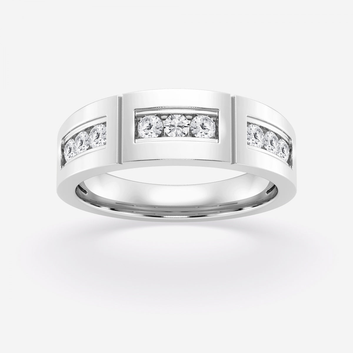 4mm Round Cut Lab Grown Channel Set Men's Wedding Band