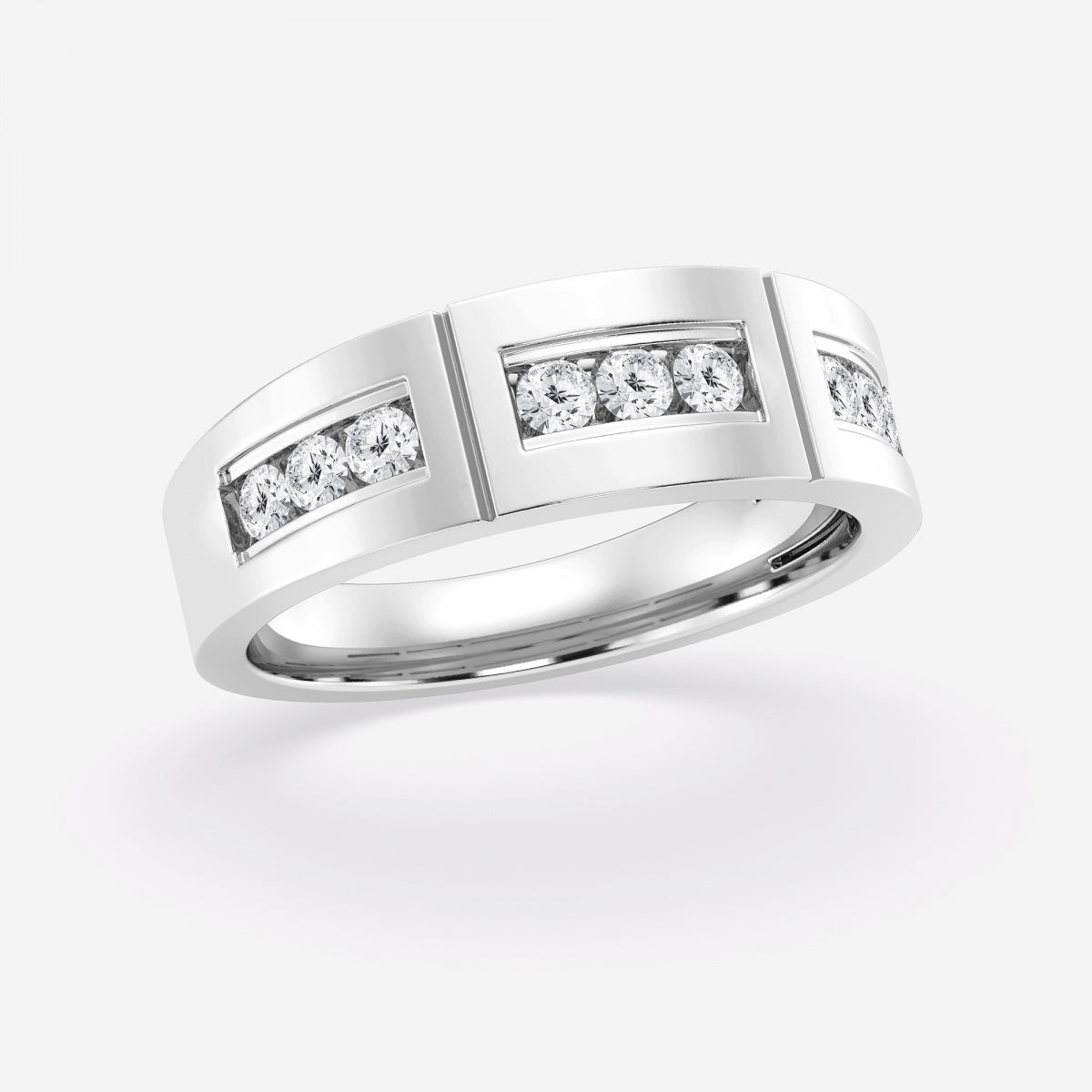 4mm Round Cut Lab Grown Channel Set Men's Wedding Band