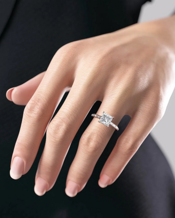 2.0 - 4.0  CT Princess Cut CVD Diamond Hidden Halo & Pave Engagement Ring