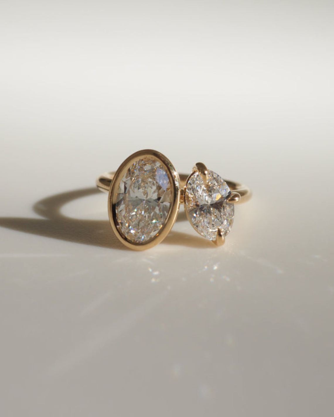 3.0 Carats Oval Shaped CVD Diamond Two Stone Style Engagement Ring