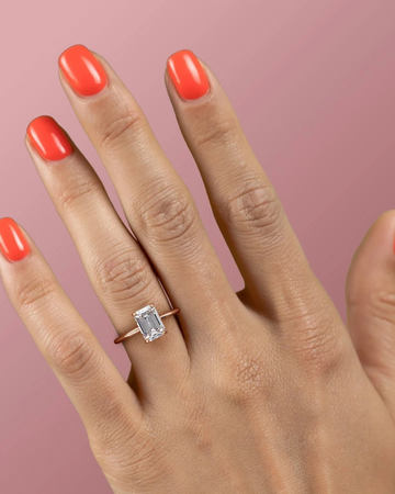 2.0 - 4.0 CT Emerald Cut CVD Diamond Hidden Halo Engagement Ring
