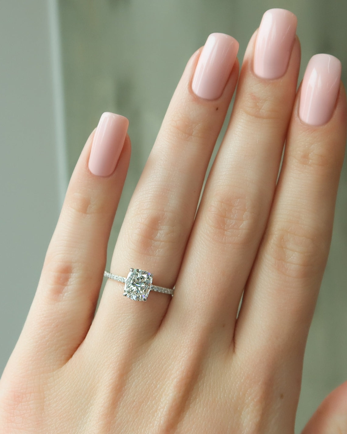 2.0 - 4.0 CT Elongated Cushion Cut CVD Diamond Pave Engagement Ring