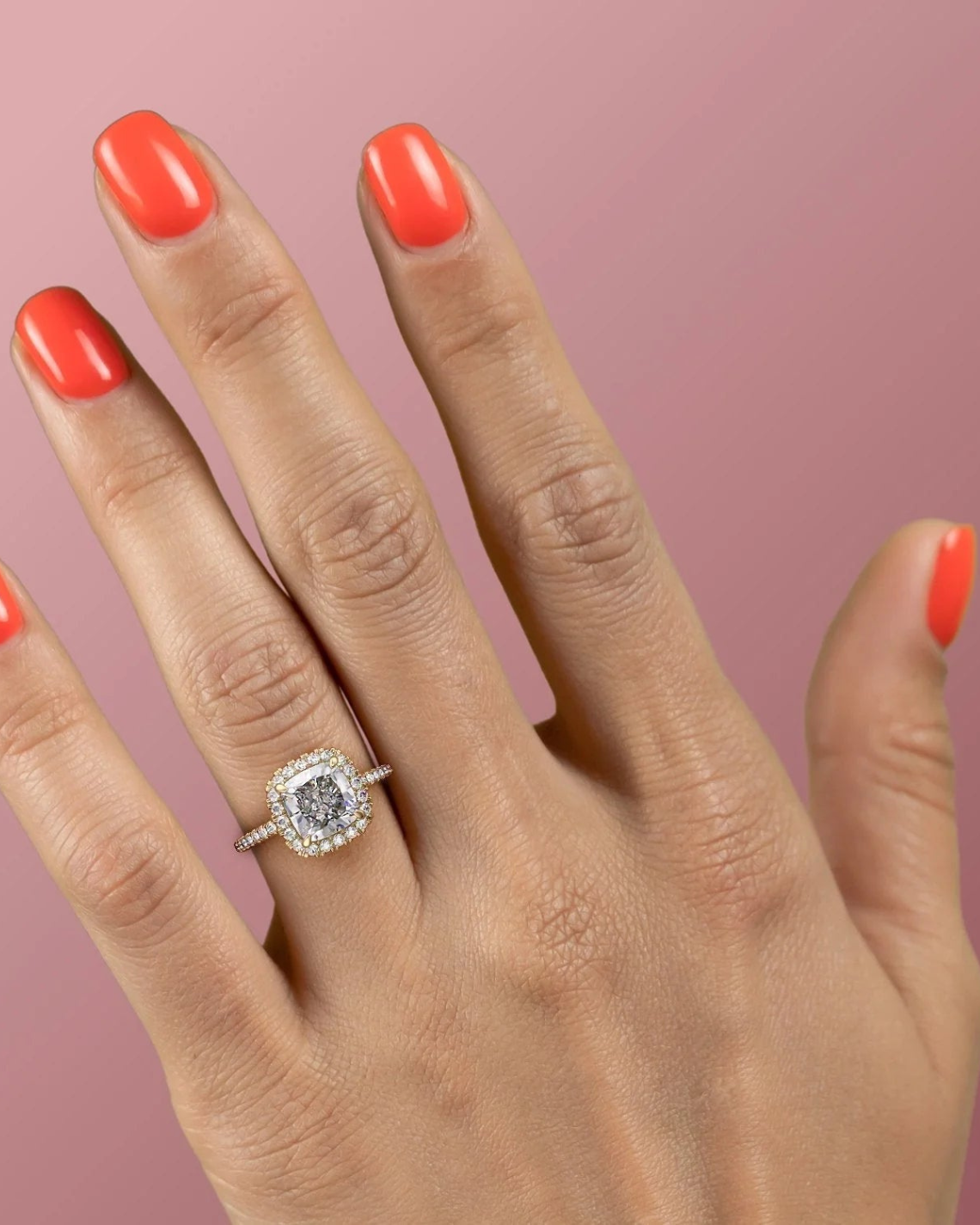2.0 - 4.0 CT Cushion Cut CVD Diamond Halo & Pave Setting Engagement Ring
