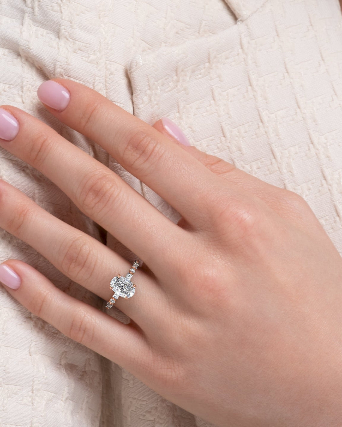 2.0 - 4.0 CT Oval Cut CVD Diamond Hidden Halo & pave  Engagement Ring