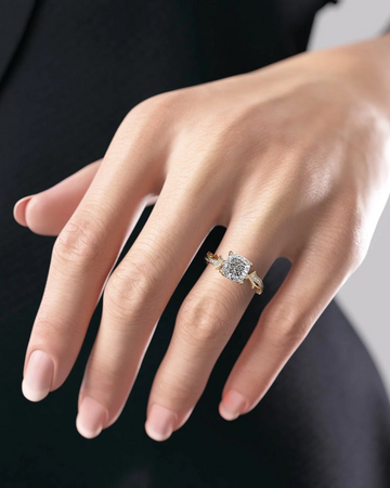 2.0 - 3.0 CT Cushion Cut CVD Diamond twig Engagement Ring