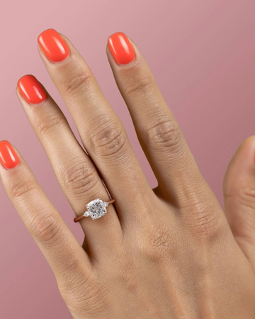 2.0 - 3.0 CT Cushion Cut CVD Diamond Three Stone Style Engagement Ring