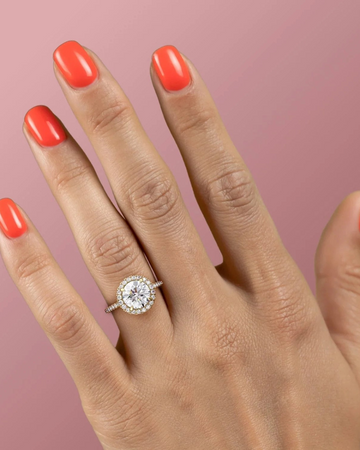 1.0 - 2CT Round Cut CVD Diamond Halo & Pave Engagement Ring