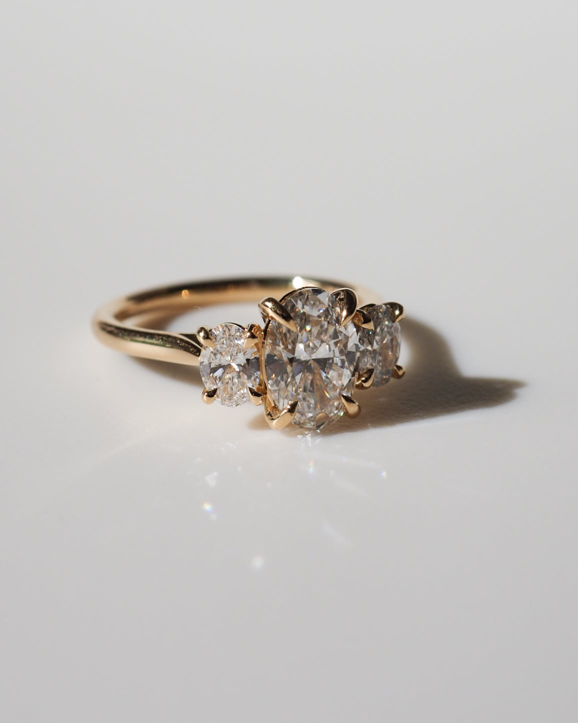 1.0 CT Oval E/VS1 CVD Diamond Three Stone Style Engagement Ring