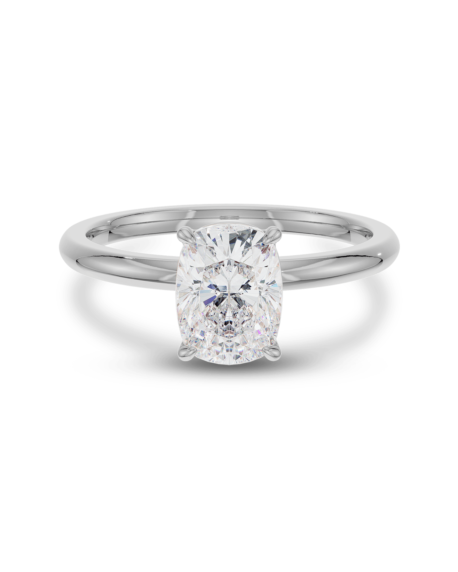 2.5 -4.5 CT Cushion CVD Diamond Solitaire Engagement Ring