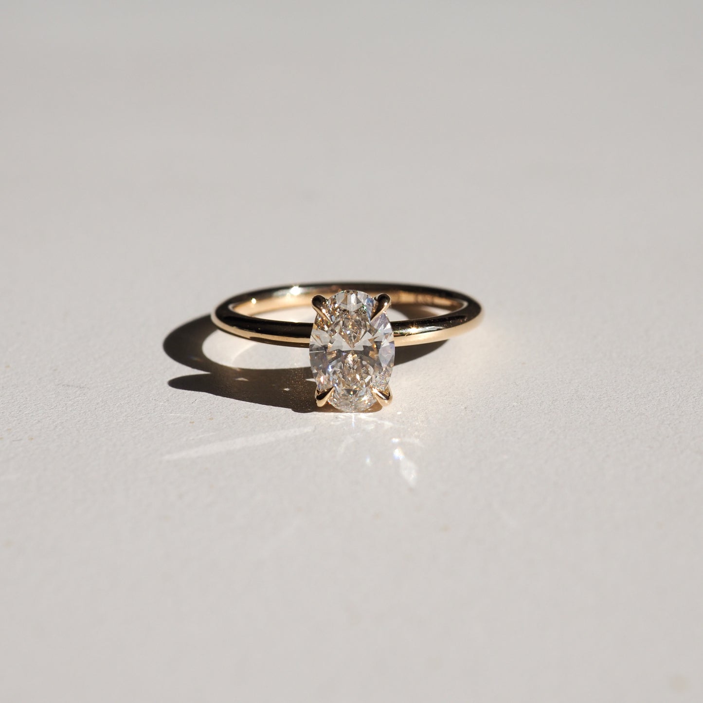 1.5- 3.5 CT Oval CVD Diamond Solitaire Engagement Ring
