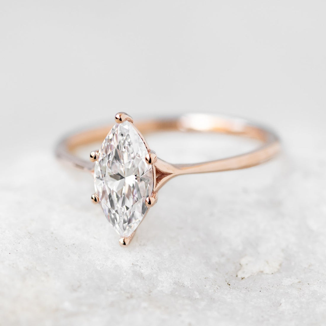 1.0CT Marquise Cut Moissanite Solitaire Style Engagement Ring
