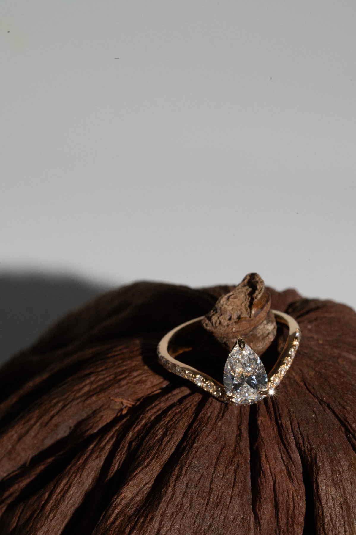 1.0CT-2.0CT Pear Cut Moissanite Diamond Unique Curved Engagement Ring
