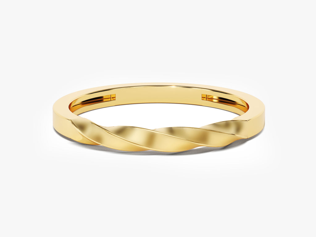 14k Solid Gold Twist Wedding Band For Women