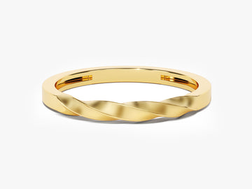 14k Solid Gold Twist Wedding Band For Women