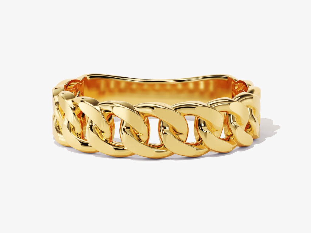 5mm Chain Link Wedding Band For Women 14k Solid Gold