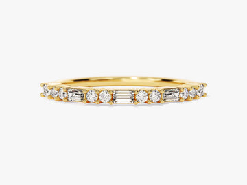 Baguette & Round Cut Half Eternity CVD EF/VVS Diamond Wedding Band