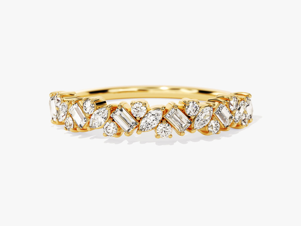 0.58 CT Multi Diamond Cluster CVD EF/VVS Wedding Band For Women