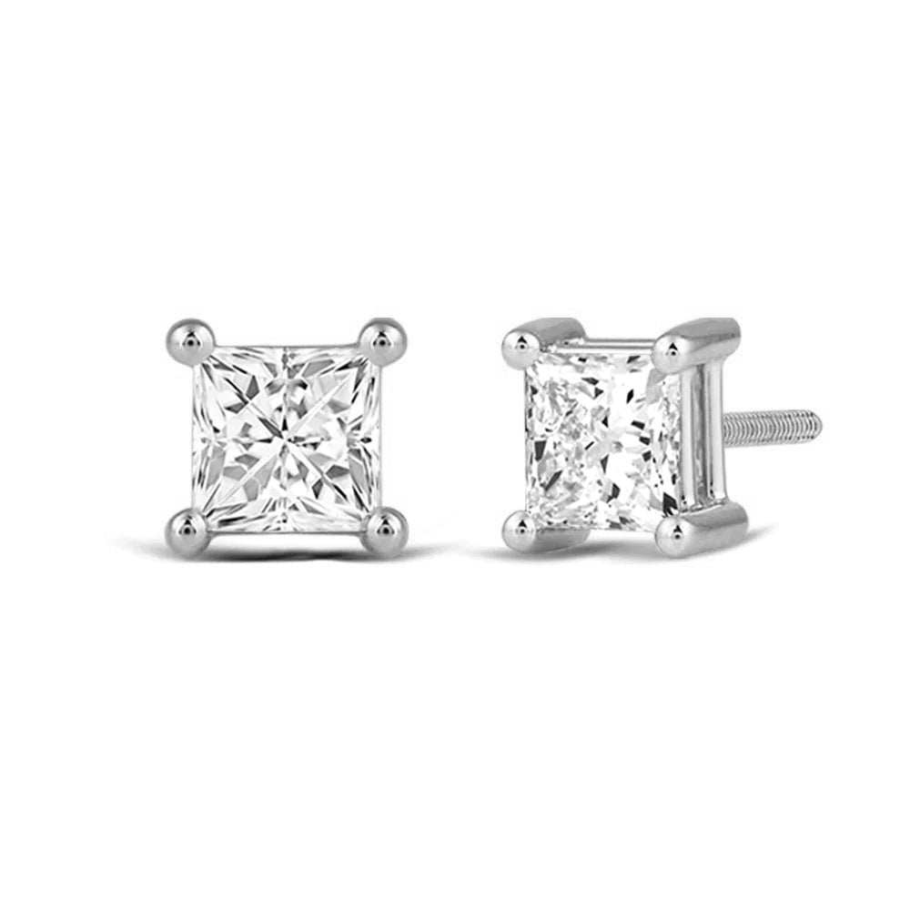 2.0CT Princess Cut Moissanite Diamond Stud Earrings for Her