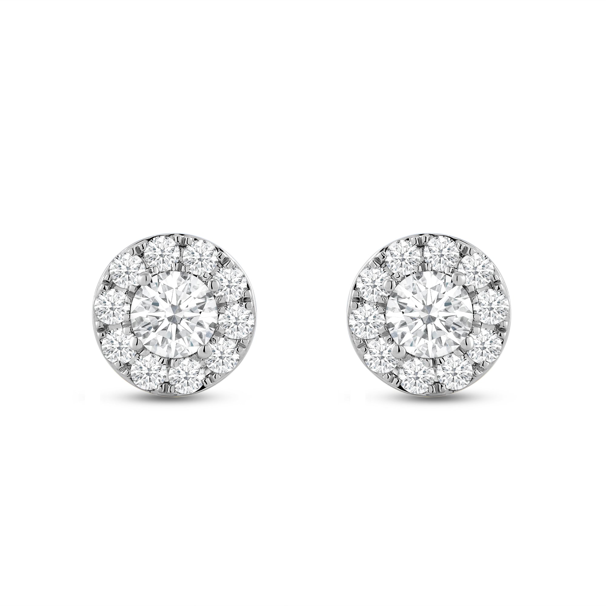 Round Cut Halo Moissanite Diamond Stud Earrings for Her