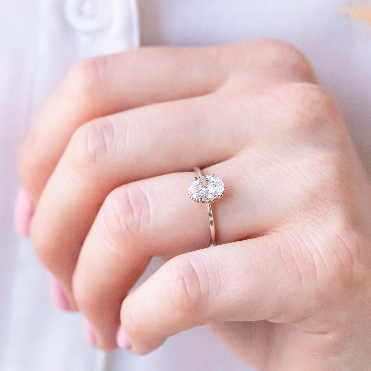 1.93CT Oval Cut Moissanite Solitaire Engagement Ring