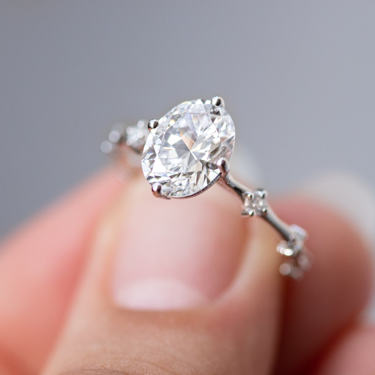1.93CT Oval Cut Moissanite Solitaire Dainty Style Engagement Ring