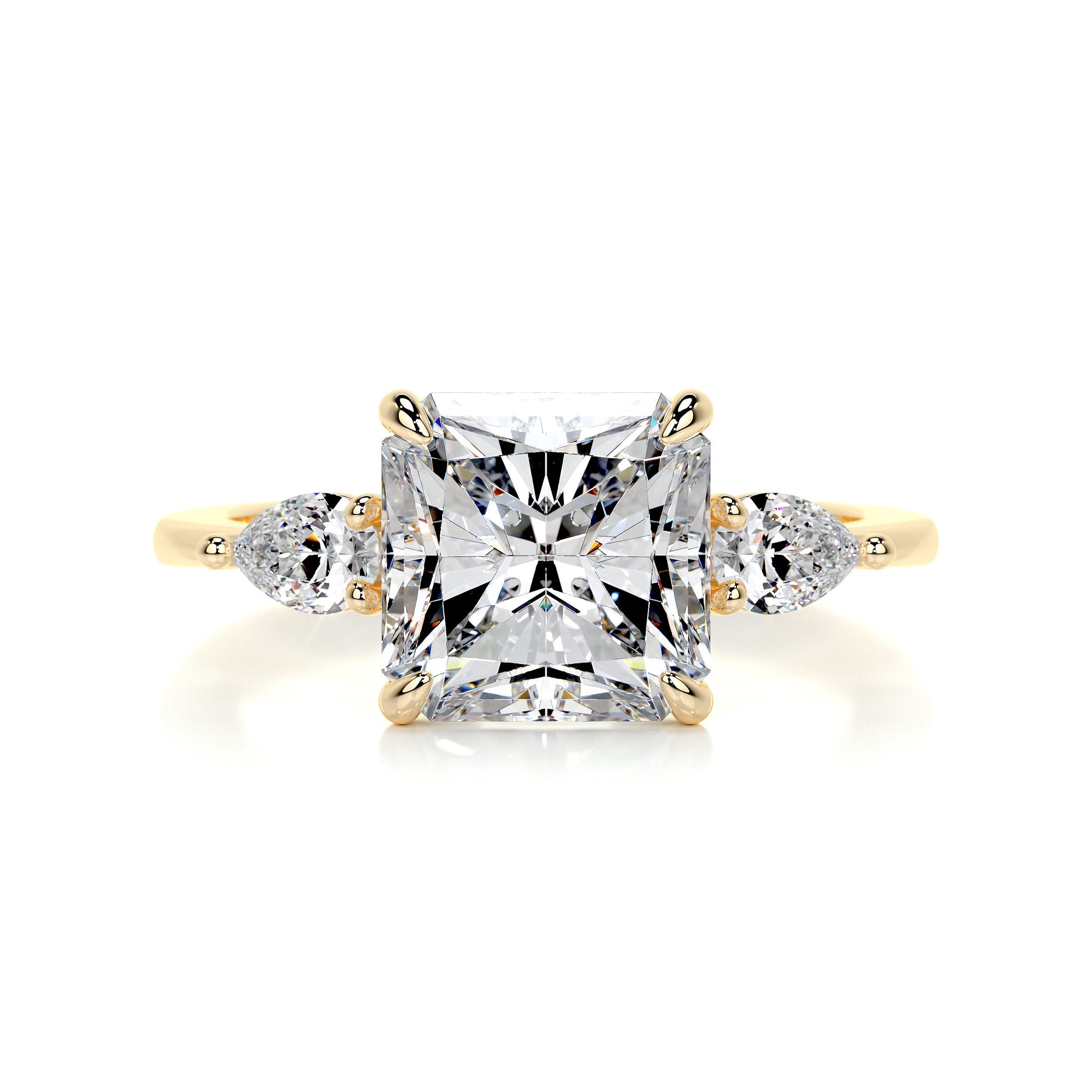 3.0 ct Square Radiant Cut Moissanite Three Stone Engagement Ring