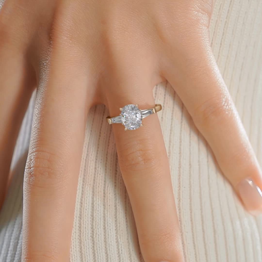 2.5 ct Oval Moissanite Three Stone Engagement Ring