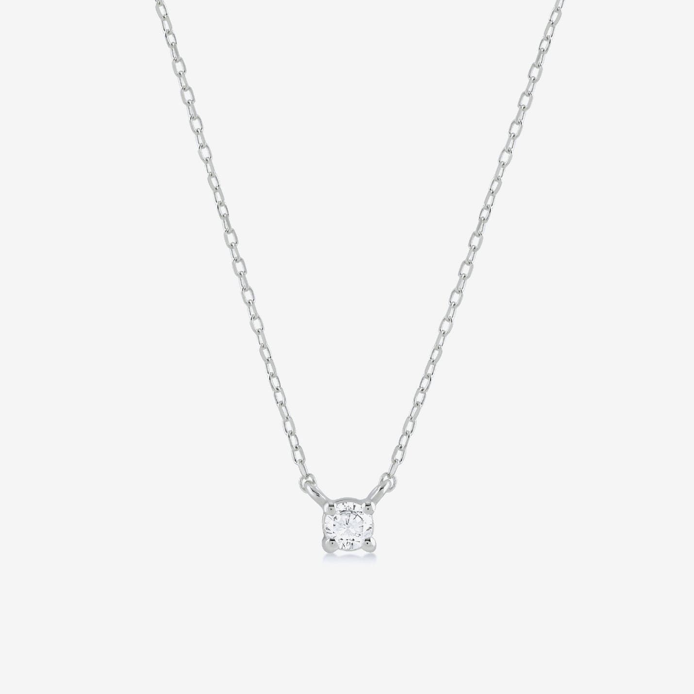 Tiny Round Solitaire Diamond Necklace for Women