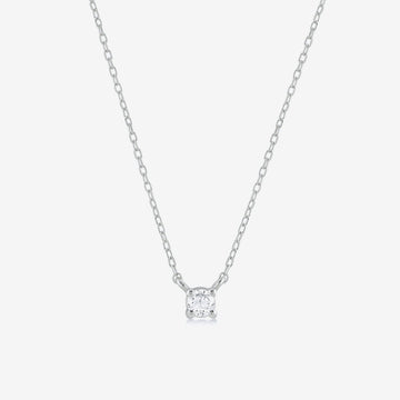 Tiny Round Solitaire Diamond Necklace for Women